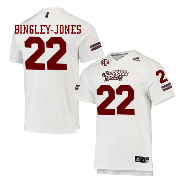 Men #22 Kedrick Bingley-Jones Mississippi State Bulldogs College Football Jerseys Stitched-White